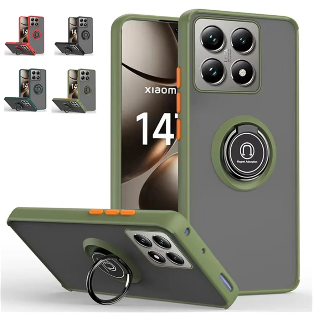 Magnetic Ring Holder Matte Armor Phone Case - Enhanced Protection Cover