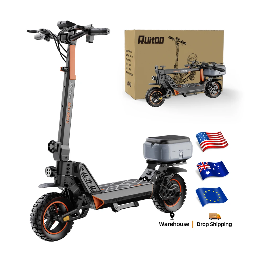 Ruitu M4 Max 1000W Powerful Motor Electric Scooter 10-inch Tire Foldable Scooter Maximum Speed 52 km/h With Box
