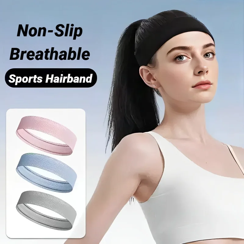 Sports Headband Elastic Sweat Absorption Anti Slip Moisture Fitness Yoga Tennis Cycling Sweatband Men Women Hair Band