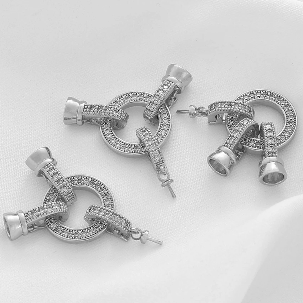 1 Stück 18 Karat vergoldetes Messing, Zirkonia, Perlenkette, Verbinder, Verschlüsse, Clip-Konverter für DIY-Armband, Halskette, Schmuckherstellung – Detail 5