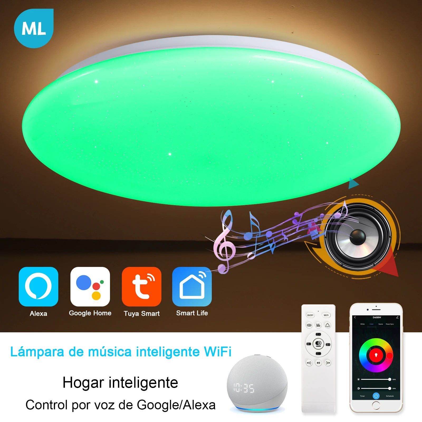 50cm 55W WiFi Smart Ceiling Lights, Voice Control, Led Ceiling Lamp