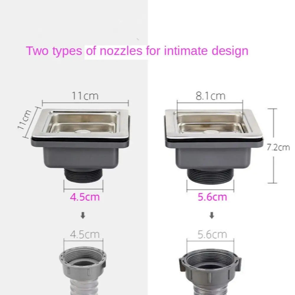 Stainless Steel Sink Square Drainer Sink Drain Filter With Removable Basket Pipe Mop Pool Strainer Sewer