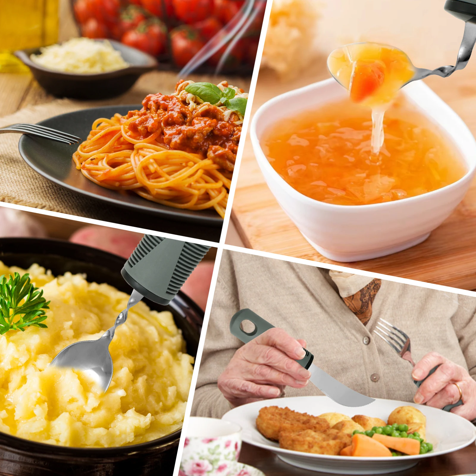 Camping Utensil Set Stainless Steel Adaptive Cutlery with Fork Spoon for Elderly Outdoor Camping Anti Shake Weak Hand Grip Tools