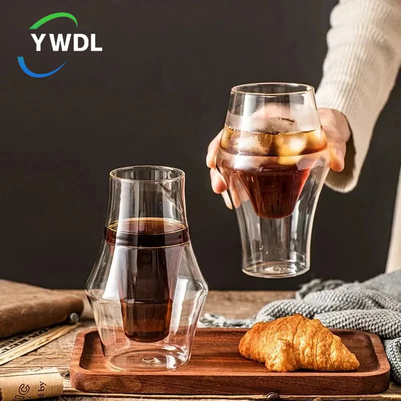 YWDL 120/250/335ml Double-layer Glass Cup Hanging Ear Espresso Coffee Cup  Anti-scalding Milk Brandy Wine Teacup Clear Mug Set - AliExpress