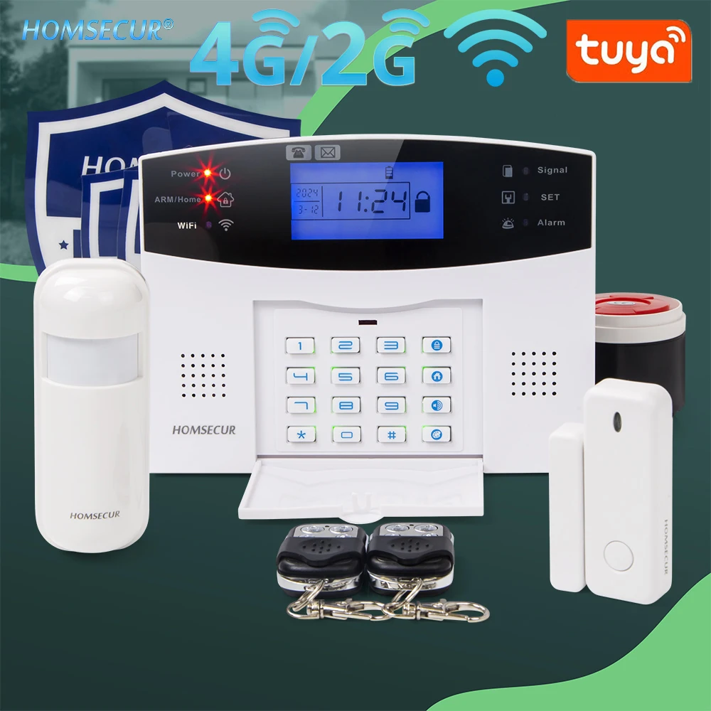

Беспроводная и Проводная смарт-сигнализация HOMSECUR, 433 МГц, 4G, 2G, SMS