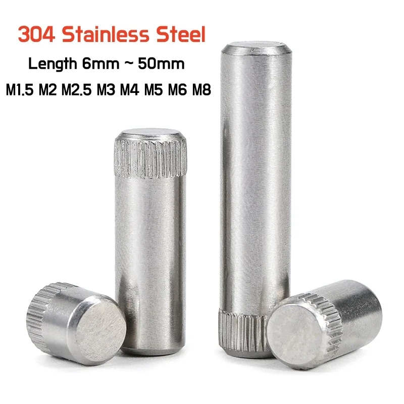 5~50pcs Knurled Dowel M1.5 M2 M2.5 M3 M4 M5 M6M8 304 Stainless Steel Cylindrical Pin Shaft Pin Toy Connecting Rod Lock Hinge