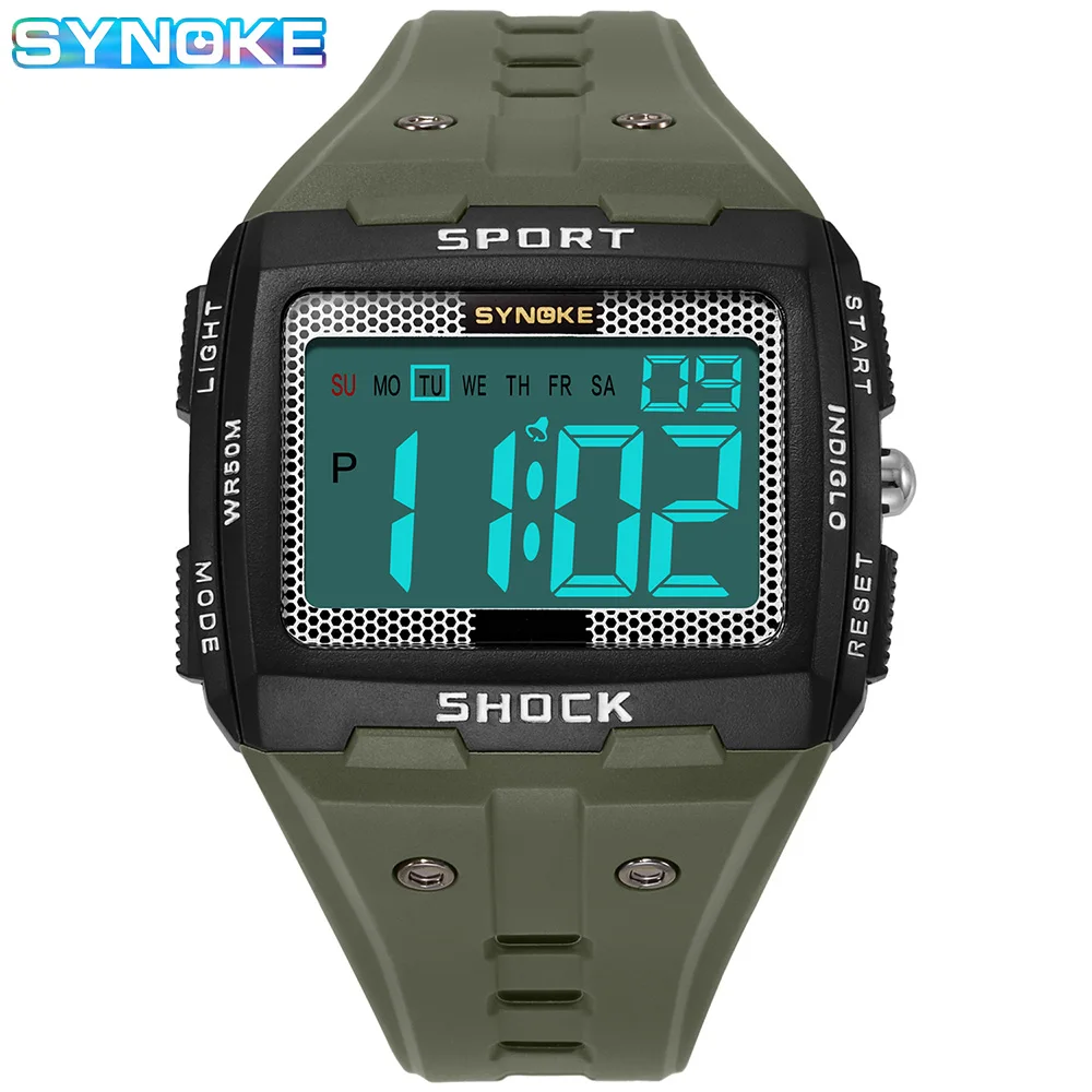 

SYNOKE Outdoor Sport Watch Men Multifunction Watches Alarm Clock Chrono 50M Waterproof Digital Watch reloj hombre 9818