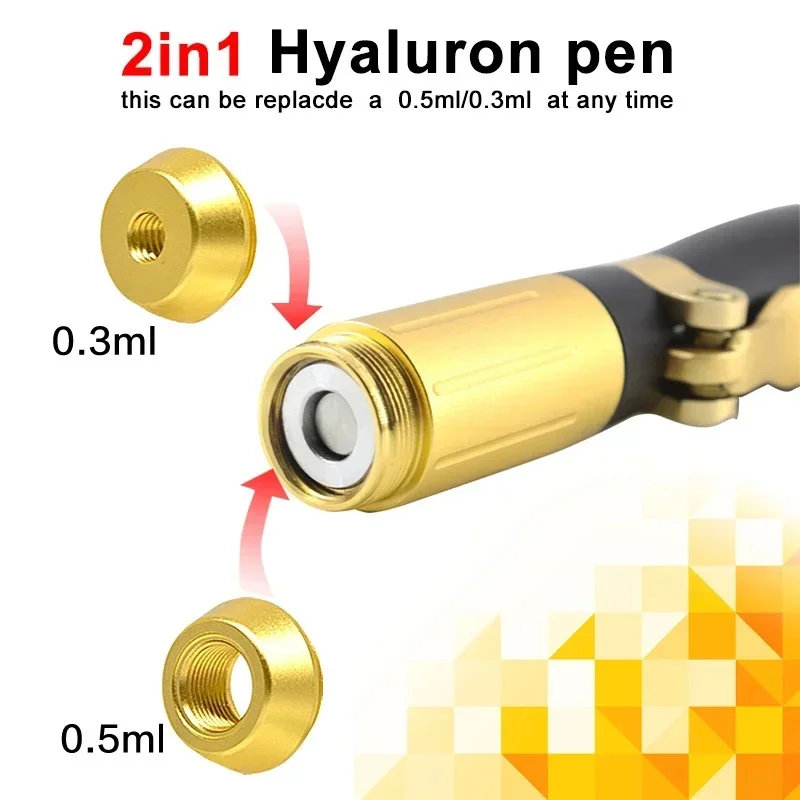 2 IN 1 High Pressure Hyaluronic Acid Pen For Anti Wrinkle Lifting Lip Hyaluron Gun Atomizer Lip Injection Pen 0.3 0.5ML Ampoule hyaluronic acid pen