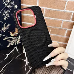 Luxury Carbon Fiber Pattern PU Leather + TPU Anti - Fall Case with Metal Lens Frame by ELVEV - Xiaomi 17T Pro (Black)