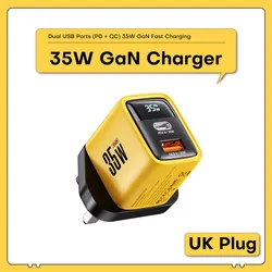 ASOMETECH 35W GaN Charger with LED Display & Quick Charge USB - C - UK Plug