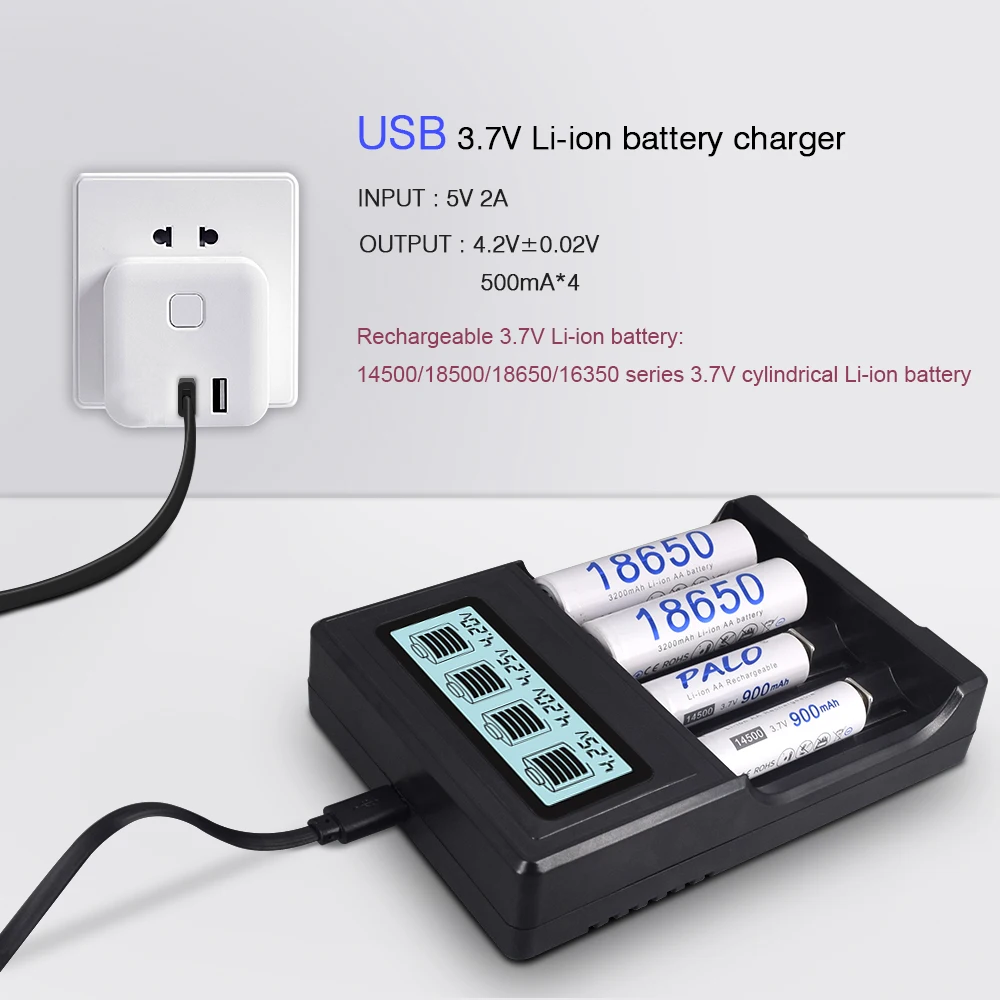 18350 battery 1000mAh 3.7V Rechargeable Li-ion flashlight battery 3.7V battery charger For 18350 16350 18650 14500 21700 battery — view 5
