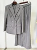 Women Pants Two Piece Sets Women Gray Rhinestone Single Button Blazer + Sparkle Striped Diamonds Pants Suits Evening Party Club 2