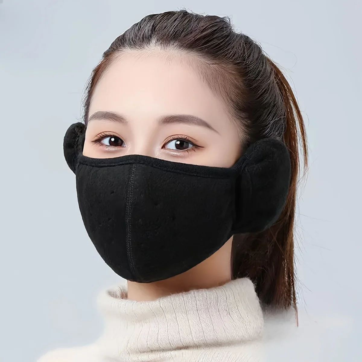 1pc-Autumn And Winter Warm Thickened Face Mask With Ear Protection, Unisex, Three-dimensional Washable Reusable Cycling