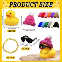 6/12/24 Set Mini Ducks with Mini Hats Necklace and Sunglasses Duck Toy for Shower Birthday Swimming Party Gift Favor Decorations 2