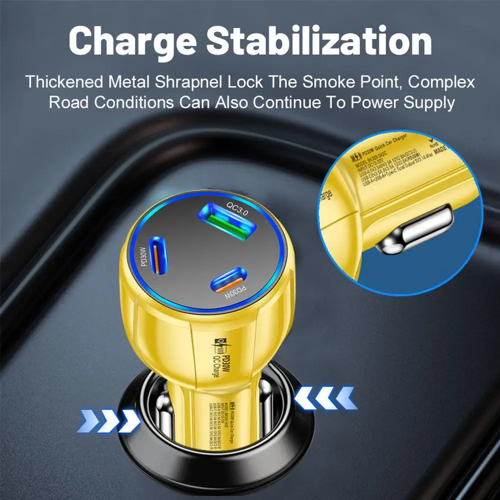 

Car Charger Dual PD Type C 30W Quick Charger USB A Fast Charging 12V-24V Cigar Lighter QC Charge For Mobile Cell Phone E5J9