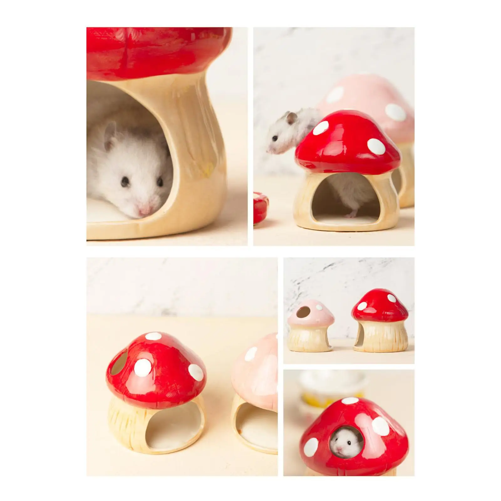 Ceramic Hamster House Multipurpose Durable Creative Furniture Food Bowl for Dwarf Hamster Ferret Hedgehog Gerbils Small Animals