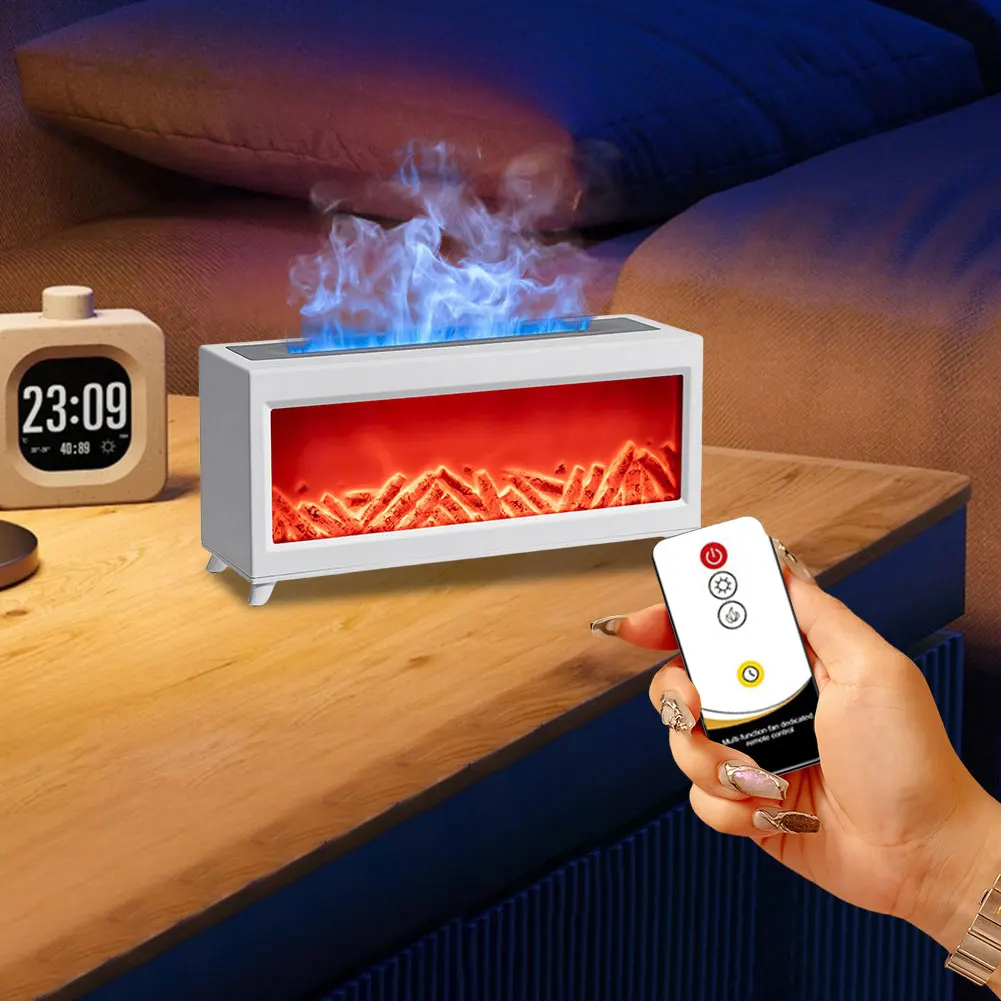 Fireplace Fire Flame Air Humidifier with LED Light & Remote Control Cool Mist Humidifier Air Diffuser Humidifier for Home Gift 4