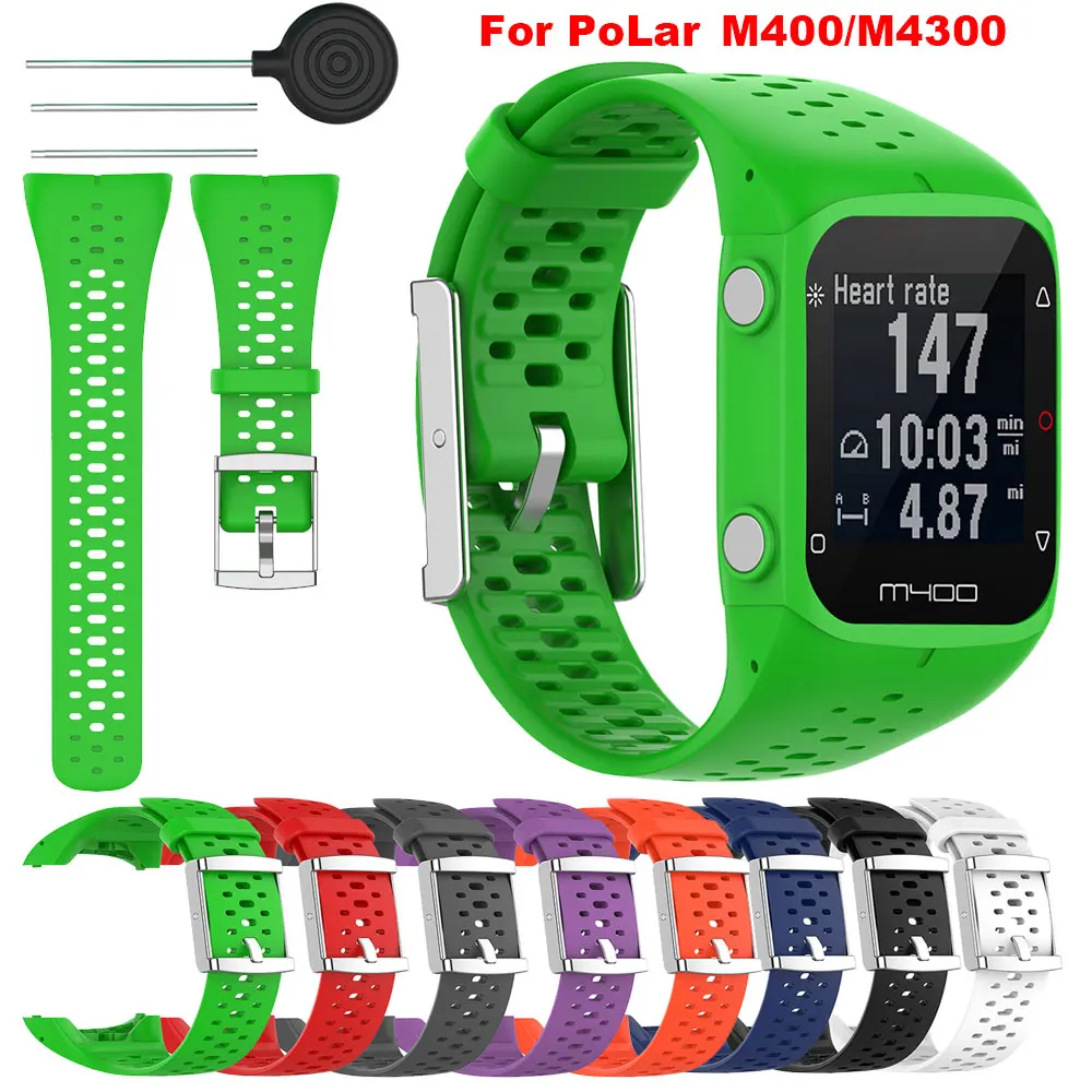 Para Polar M400 M430 GPS Correndo M 400 300 Silicone Macio Respirável Pulseira Pulseira Pulseira Pulseira Pulseira de Substituição