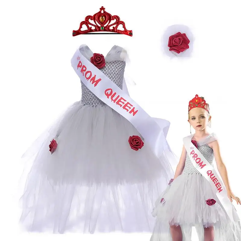 

Halloween Tutu Skirt For Girl Ghost Bride Party Costumes Lace Dress Dress Up Costume For 2-10 Years Girls For School Performance