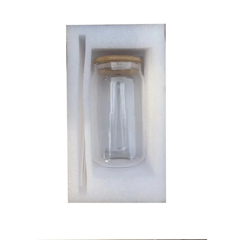450 ml/550 ml Glasbecher mit Bambusdeckel und Strohhalm, 1 Stück Einmachgläser, Kaffeetasse, Bierdosenform für Cocktail, Milch, Saft, Cola, Geschenk