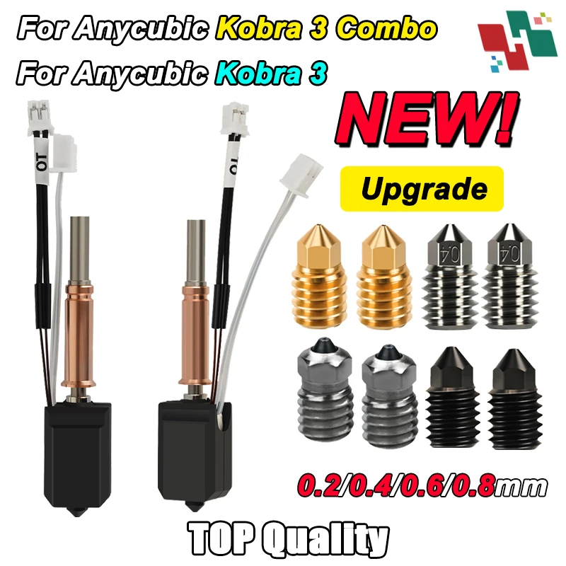 For Anycubic Kobra 3 Hotend Kit New Upgrade Hotend ceramic hotend 3D Printer Brass Hardened steel nozzle