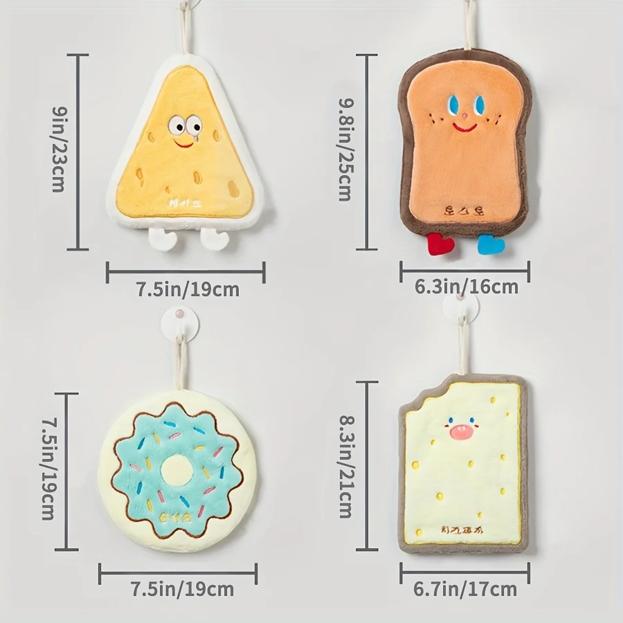 Cute Cartoon Pattern Hanging Towel For Wiping Hands Absorbent Soft Towel Hanging Loop For Bathroom Bathroom Supplies 1pc