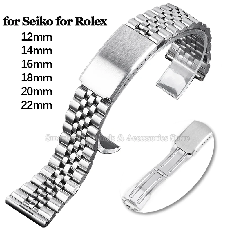 Stainless Steel Watch Strap with Metal Folding Buckle Bracelet