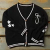 Reputation Cardigan with Snake Star Cardigan Rep Taylor Embroidery V-Neck Button Up Knitted Sweater in Black Fall Winter 1