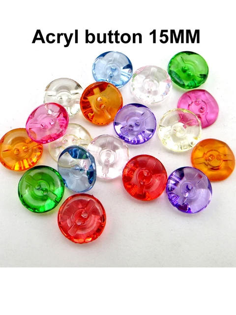 100Pcs 2-Hole Flat Round Clear Acrylic Rhinestone Buttons Sewing