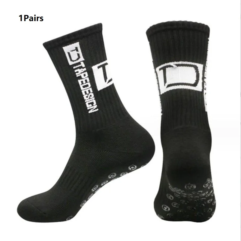 Football socks new ANTI SLIP Tape design mid calf non-slip soccer sport cycling sports men's women sock grip yoga 1 Pairs