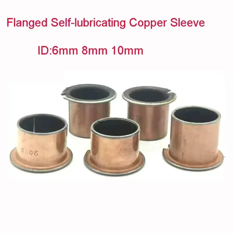 

10pcs/Set SF1-F Flanged Self-Lubricating Composite Copper Sleeve / Bushing Flanged ID 6/8/10mm OD 8/10/12mm