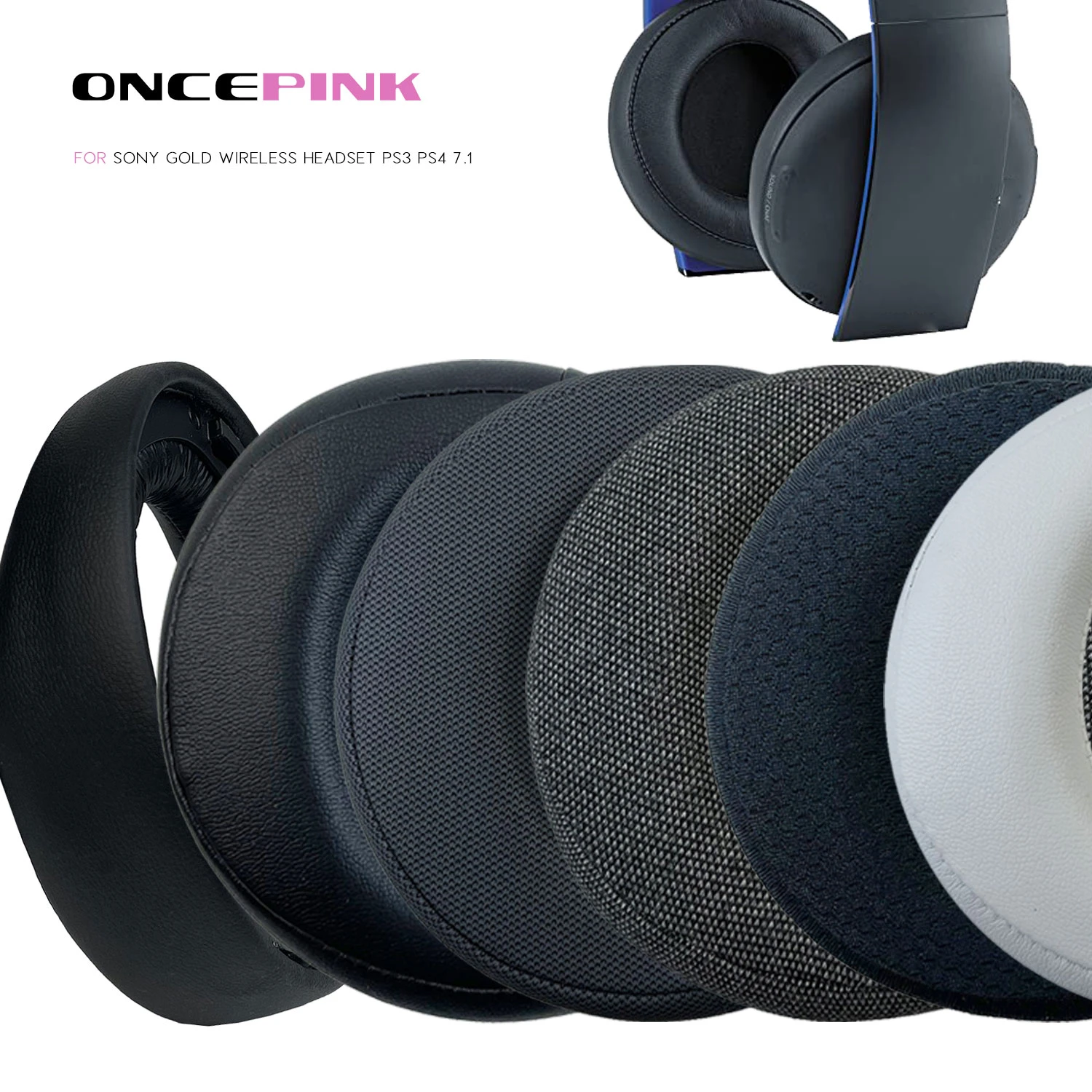 Oncepink Replacement Ear Pads for SONY Gold Wireless Headset PS3 PS4 7.