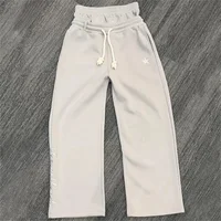 Unisex Fashion Fake Two Piece Pants 2025 Spring Double Waist Joggers Sweatpants Loose Drawstring Pants Embroidered Waist Pants