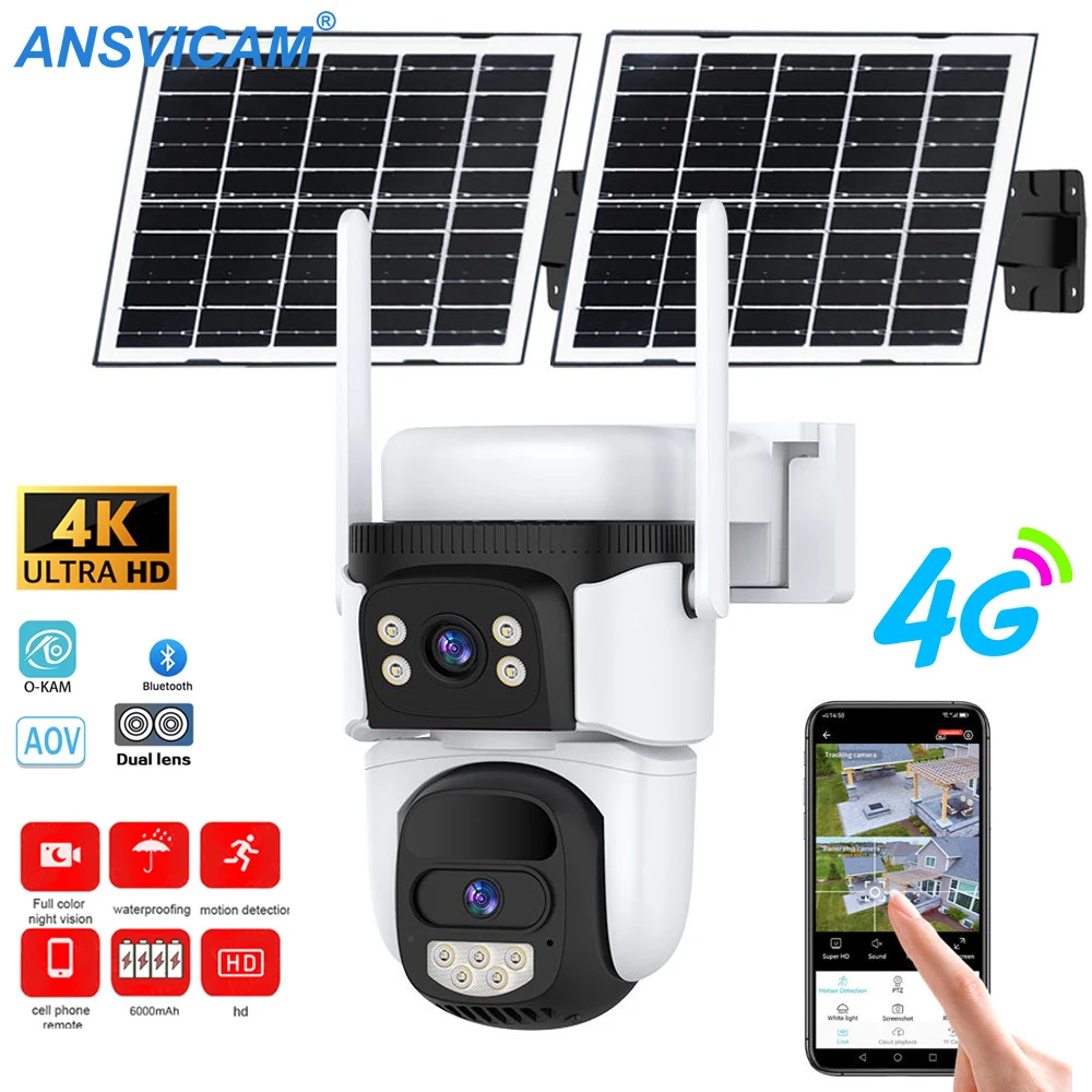 O-Kam Pro 4G Solar Dual Lens Security Camera 8MP 4K Outdoor PTZ Cam 10400mAh Battery AOV Mode PIR Night Vision CCTV Surveillance 1