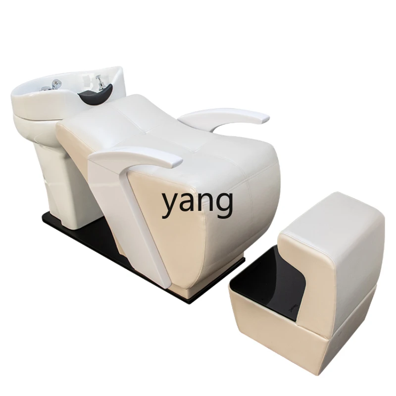 

CX Barber Shop Ceramic Basin Half Lying Shampoo Chair Stainless Steel Hair Salon Flush