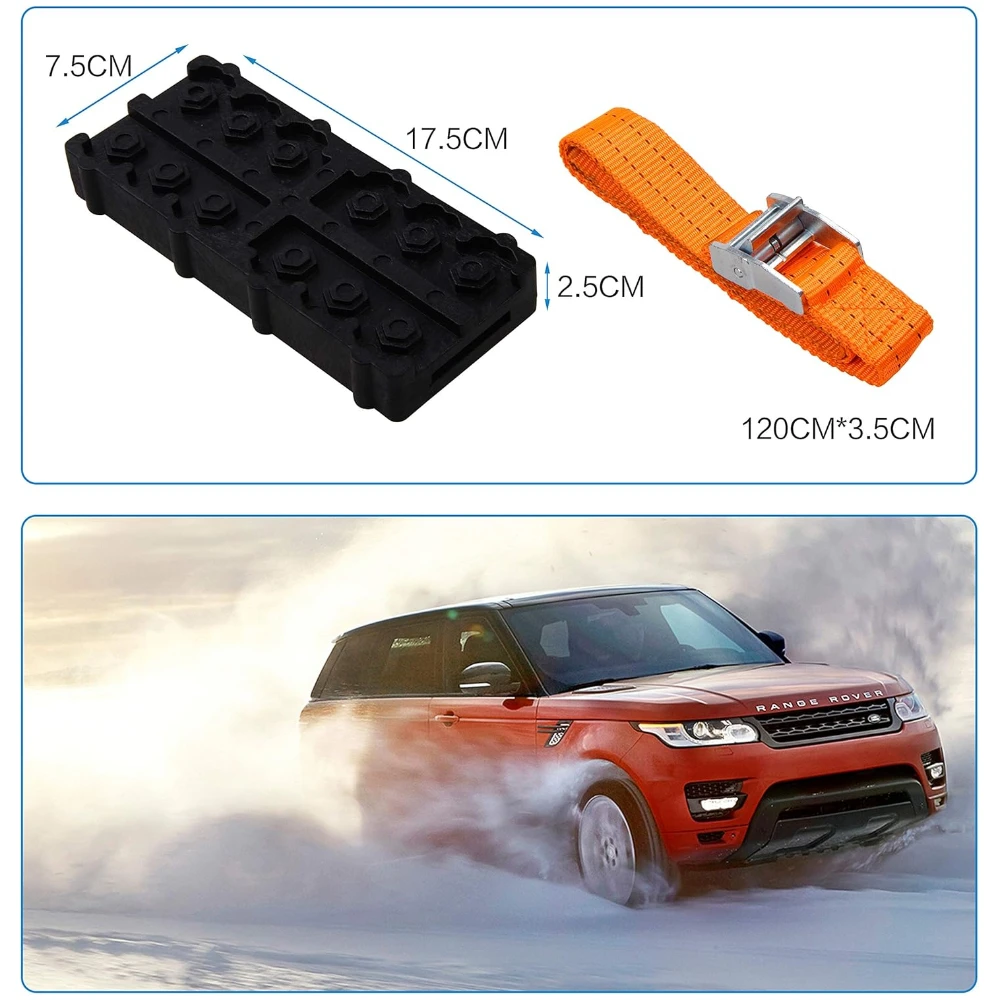 Anti-Skid Tire Chain Emergency Anti-Skid Tire Blocks High Strength Snow Chains Mud Sand Traction Device Winter Driving