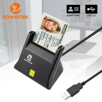 Zoweetek USB ID 스마트 카드 리더, IC DNIE DNI EMV CAC 뱅크 칩 스마트 카드용