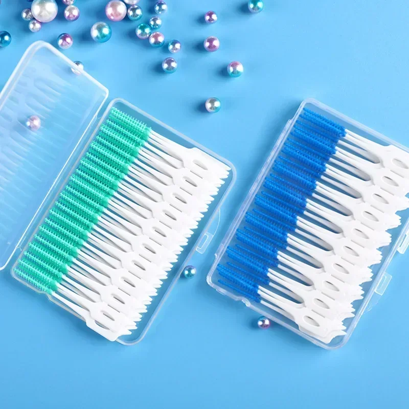 200 units interdental brush silicone toothpicks with thread oral cleaning