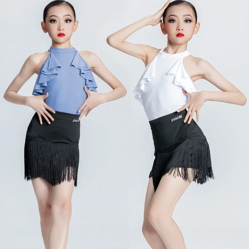 

Latin dance training clothes for girls Xia professional dance performance clothes New style children's backless black and white