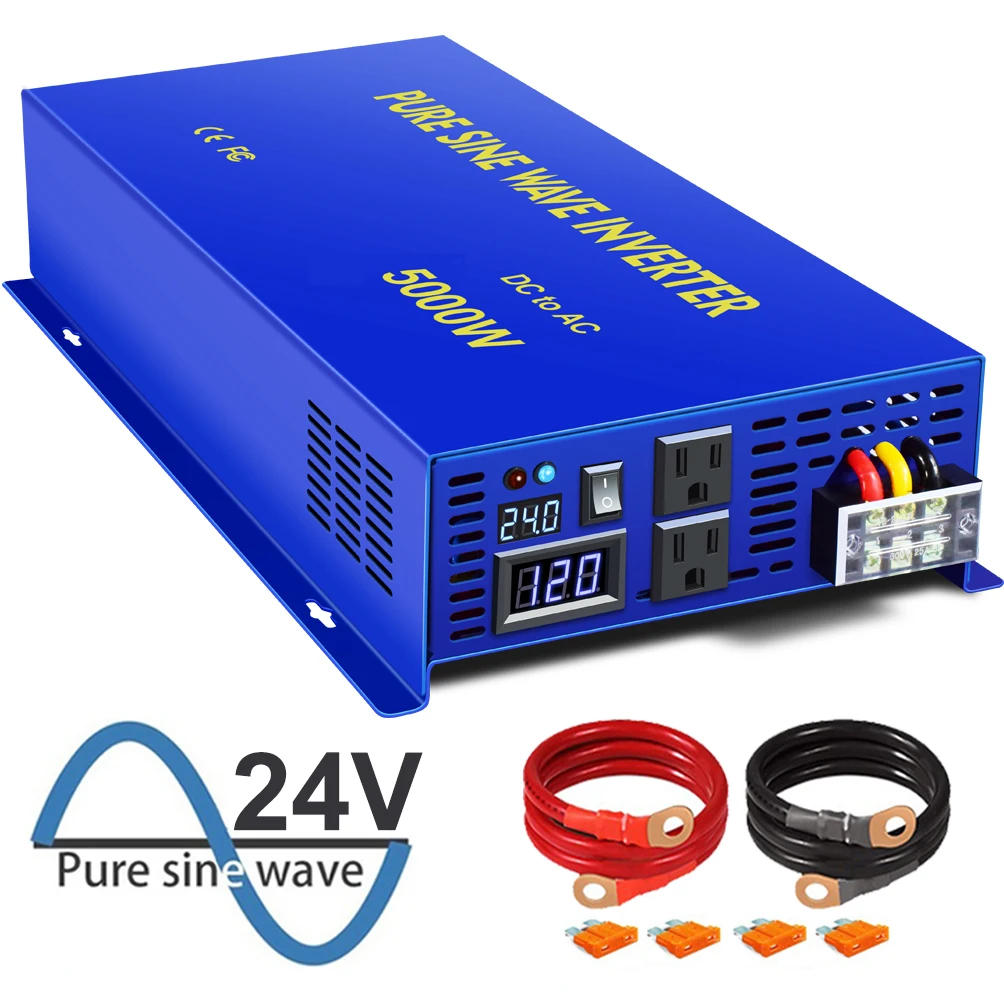 Pure Sine Wave Solar Inverter 24V 120V 5000W Solar Panel Power Inverter DC to AC Converter 12V/36V/48V/60V/72V to 110V/220V/240V