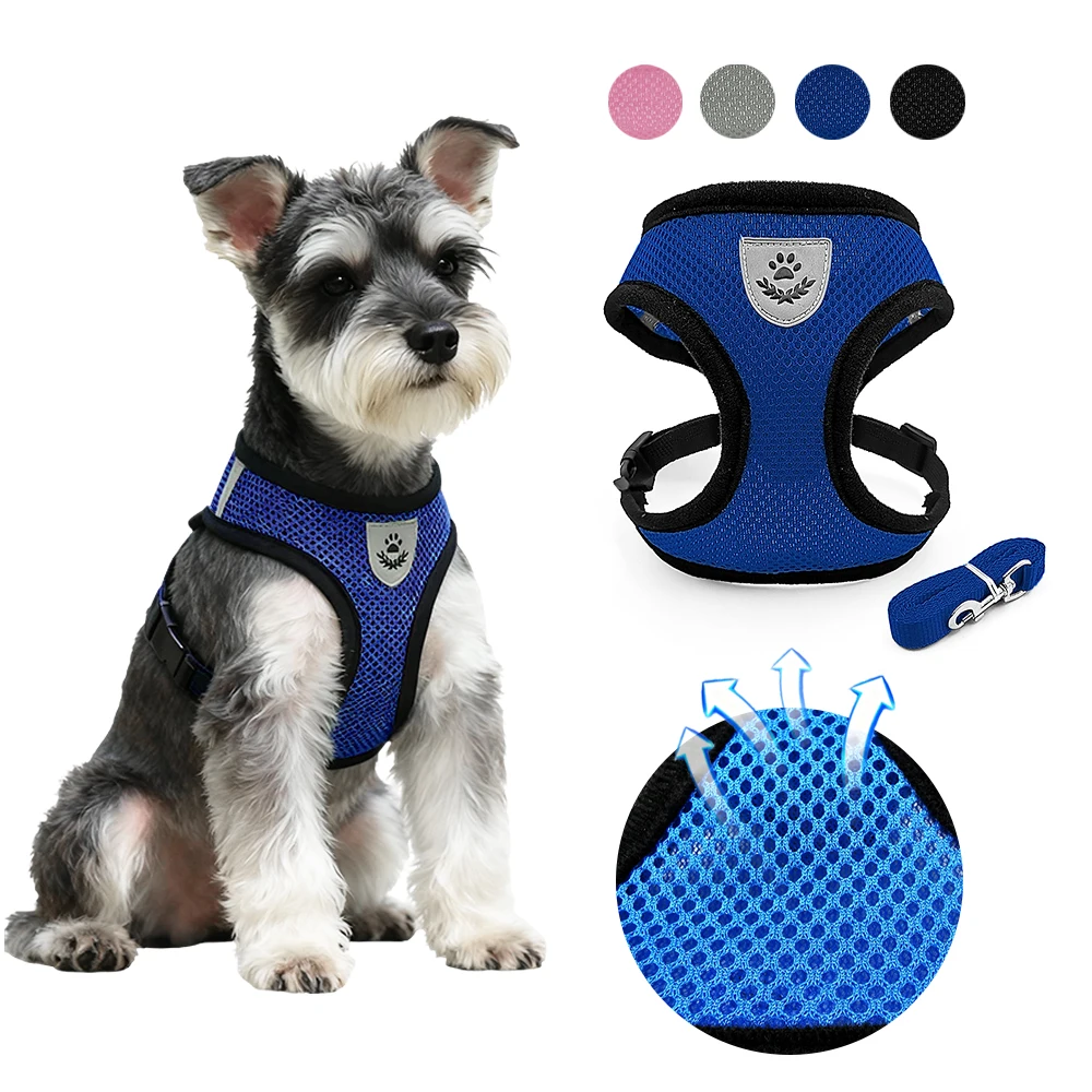 Pet Harness Leash Set Reflective Hiking Puppy Mesh Vest With D-Ring For Small Dogs Cats Breathable Outdoor Walking Accessories Pet Harness Leash Set Reflective Hiking Puppy Mesh Vest With D-Ring For Small Dogs Cats Breathable Outdoor Walking Accessories