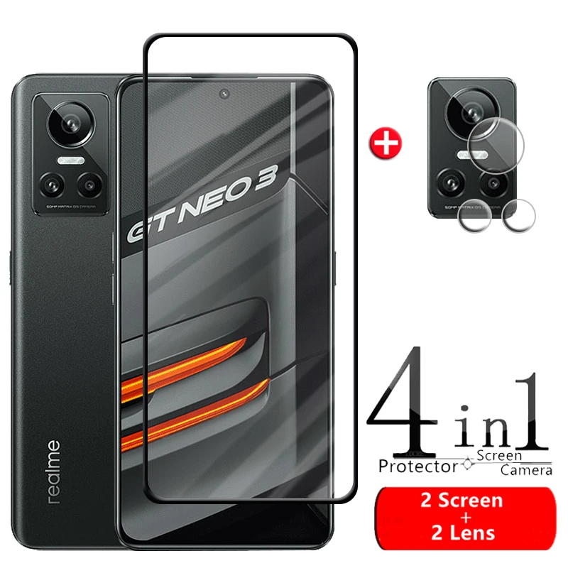 4-In-1 Per Oppo Realme Gt Neo 3 Vetro Per Realme Gt Neo 3 Vetro Temperato 9H Hd Protezione Dello Schermo Per Realme Gt Neo 2 3 Vetro Dell'Obiettivo