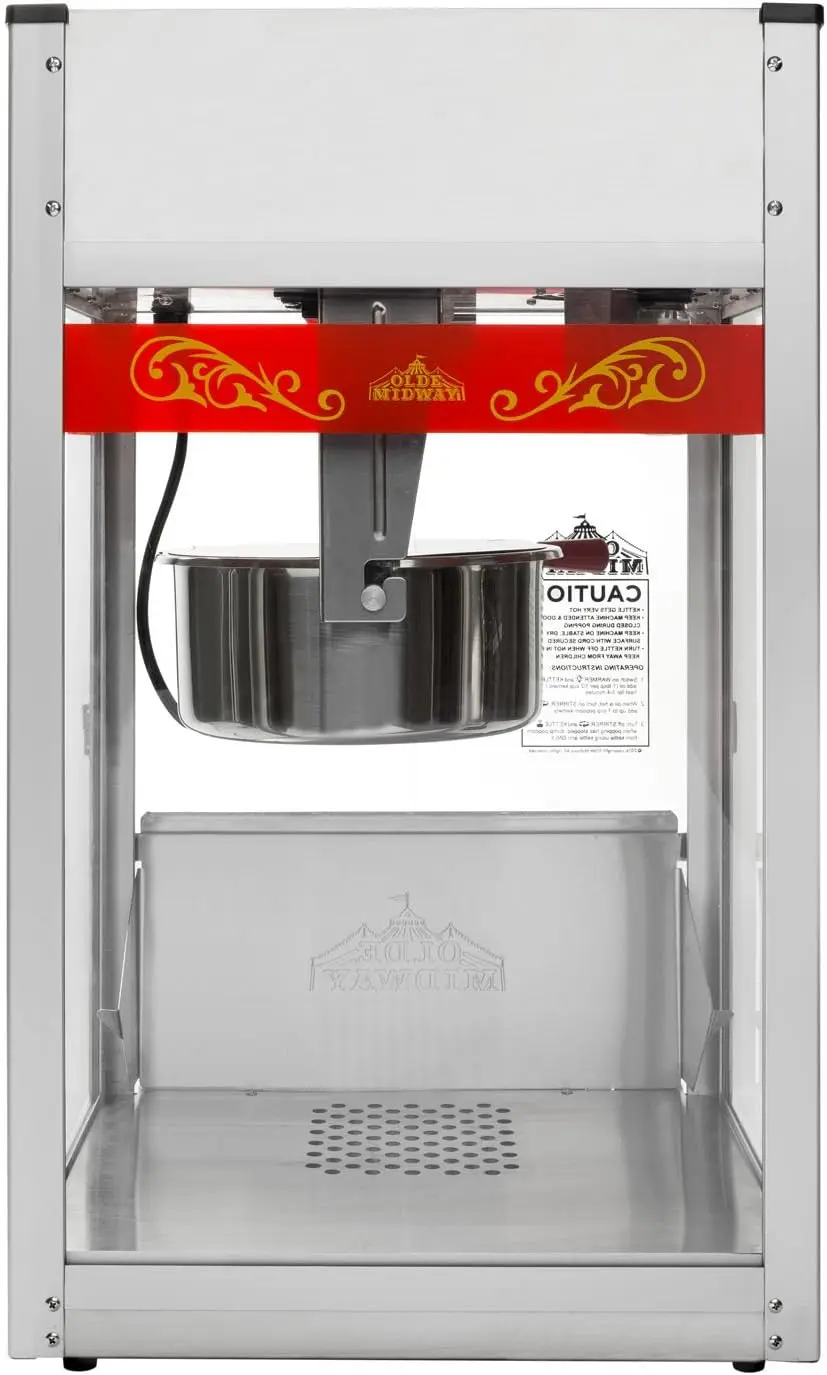 Midway Commercial Popcorn Machine Maker Popper with Large 12-Ounce Kettle-Red