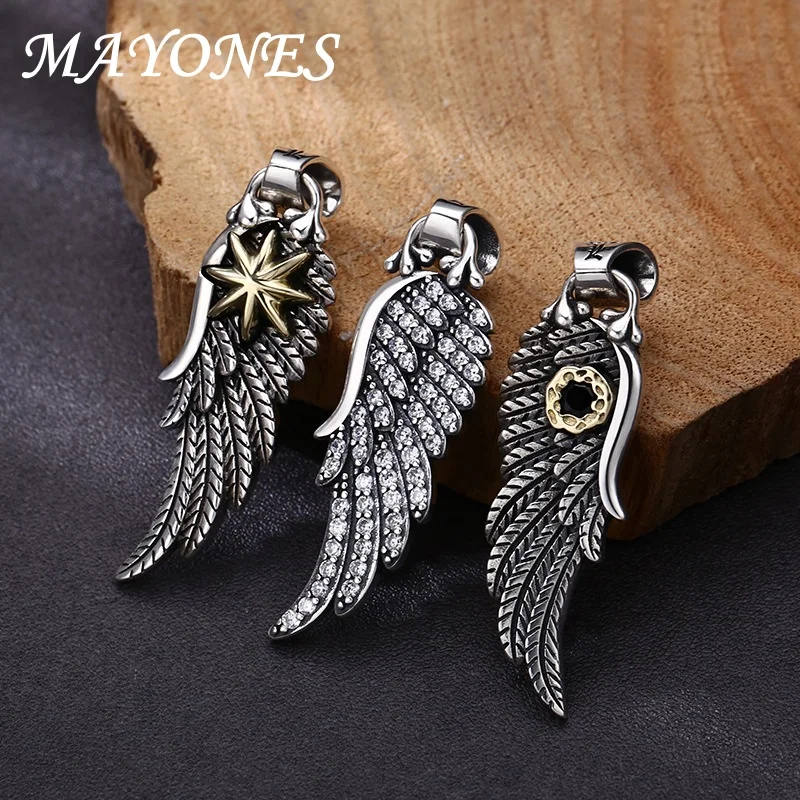 

Мужское и женское ожерелье из серебра 925 пробы с подвеской в виде крыльев и перьев