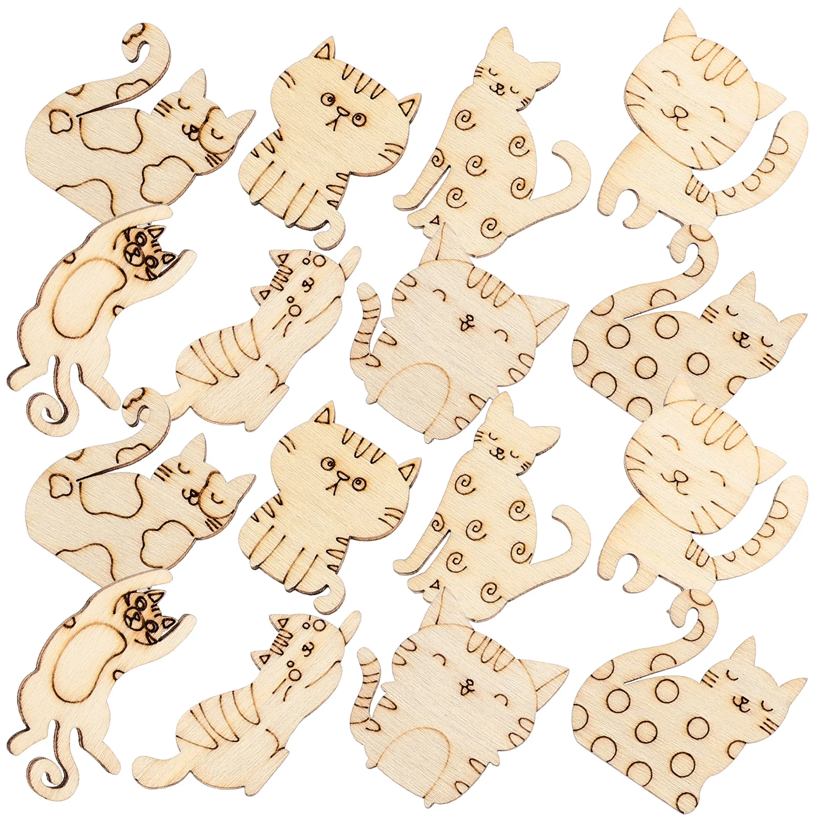 

Unfinished Cat Shaped Cutouts Diy Wooden Kitten Slices Blank Wooden Animal Pieces Graffiti Wooden Crafts Coloring Painting