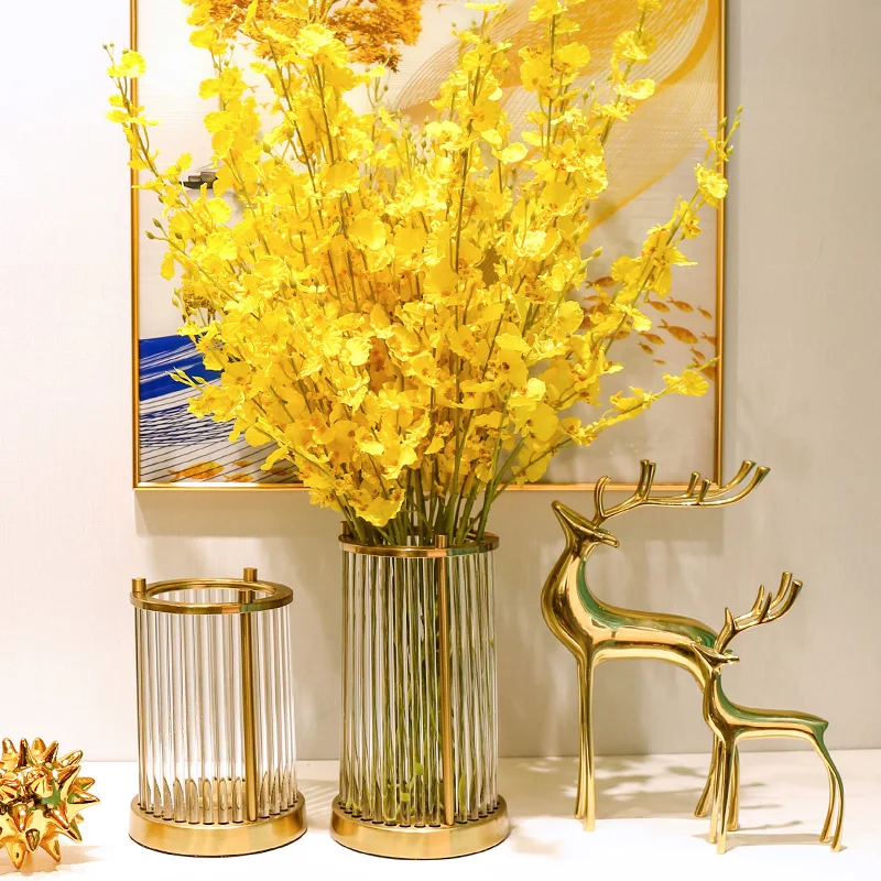 

Light luxury glass vase flower arrangement dried flower ornaments handicrafts living room entrance dining table home TV