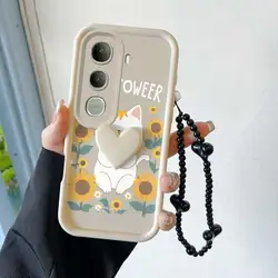 Happy Cat Phone Case Set with Lanyard and Craft Embellishments for Vivo Y400 Pro (WHITE)