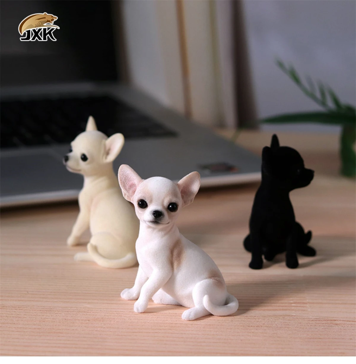 

JXK Fluff Chihuahua Cute Dog Pet Figure Mini Puppy Animal Model Collector Decor Ornaments Toys for Children Adults Kids Gift
