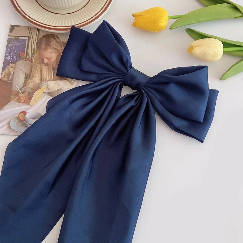 Elegant Solid Color Bow Hair Clip - Stylish Ribbon Accessory