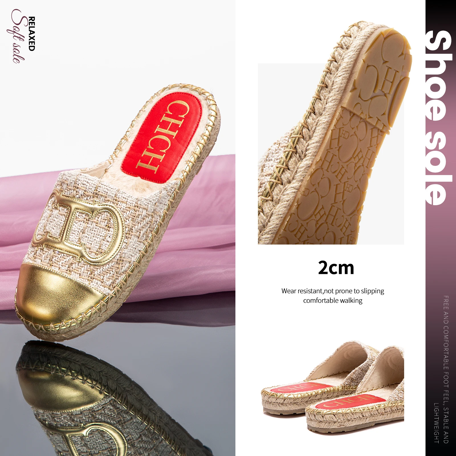 أحذية CHCH النسائية المسطحة 2024 أحذية منزلية جديد...